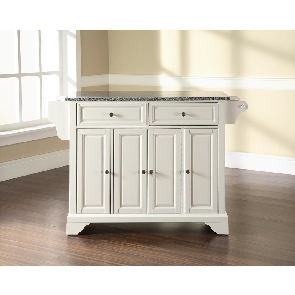 Lafayette Granite Top Full Size Kitchen Island/Cart White/Gray - Stylish and Functional Addition to Your Kitchen Space