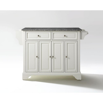 Lafayette Granite Top Full Size Kitchen Island/Cart White/Gray - Stylish and Functional Addition to Your Kitchen Space