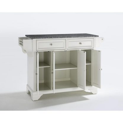 Lafayette Granite Top Full Size Kitchen Island/Cart White/Gray - Stylish and Functional Addition to Your Kitchen Space