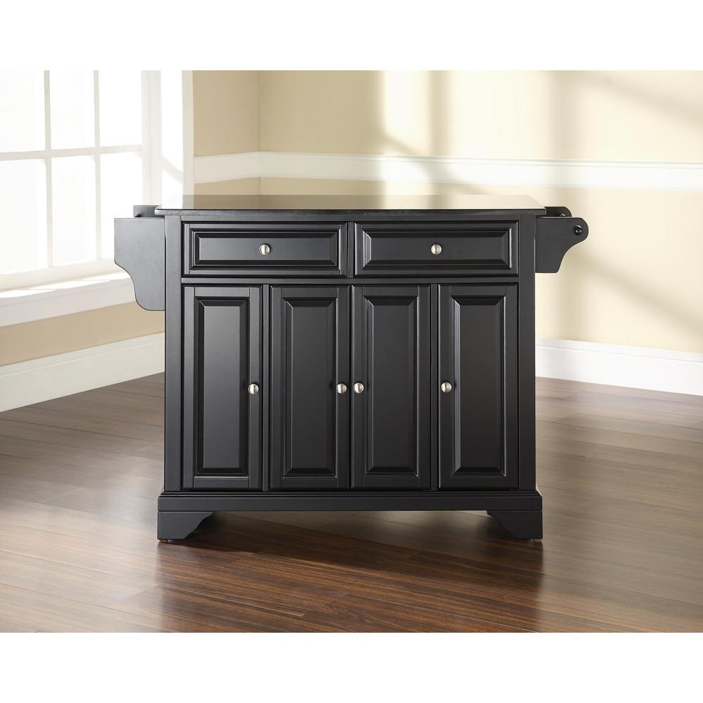 Lafayette Granite Top Full Size Kitchen Island/Cart - Black/Black | Storage, Style, and Functionality for Your Kitchen