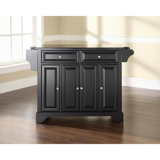 Lafayette Granite Top Full Size Kitchen Island/Cart - Black/Black | Storage, Style, and Functionality for Your Kitchen