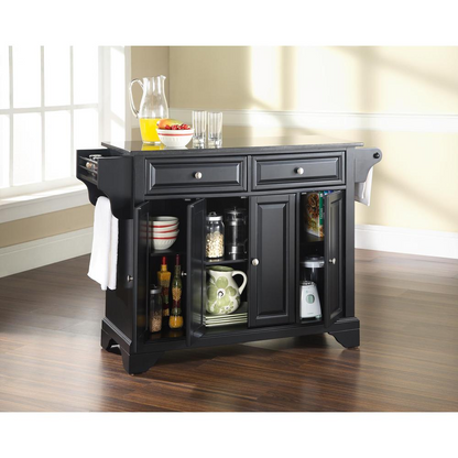 Lafayette Granite Top Full Size Kitchen Island/Cart - Black/Black | Storage, Style, and Functionality for Your Kitchen