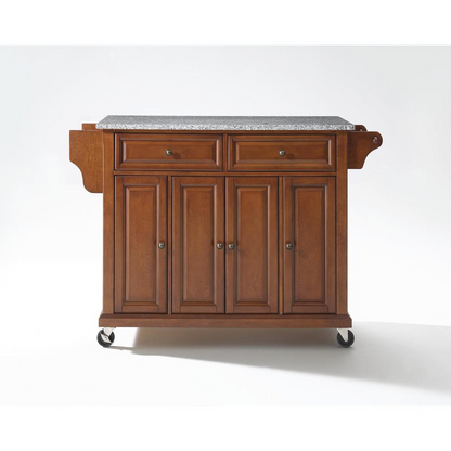 Full Size Granite Top Kitchen Cart Cherry/Gray - Stylish and Functional Storage Solution for Your Kitchen