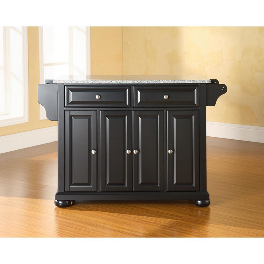 Alexandria Granite Top Full Size Kitchen Island/Cart Black/Gray - Organize and Enhance Your Kitchen Space