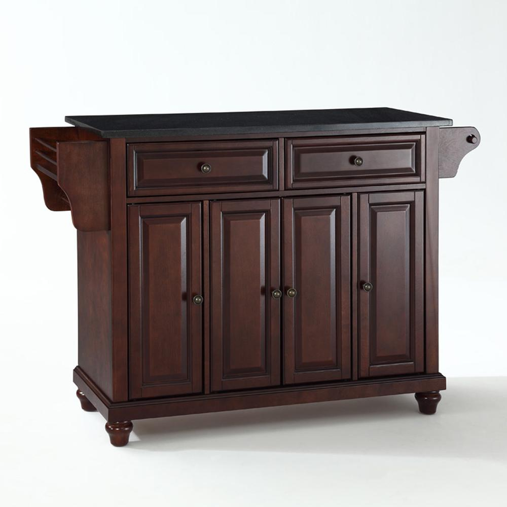 Cambridge Granite Top Full Size Kitchen Island/Cart Mahogany/Black - Stylish Storage Solution for Your Kitchen