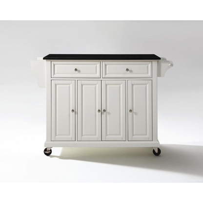 Full Size Granite Top Kitchen Cart White/Black - Stylish and Functional Storage Solution for Your Kitchen