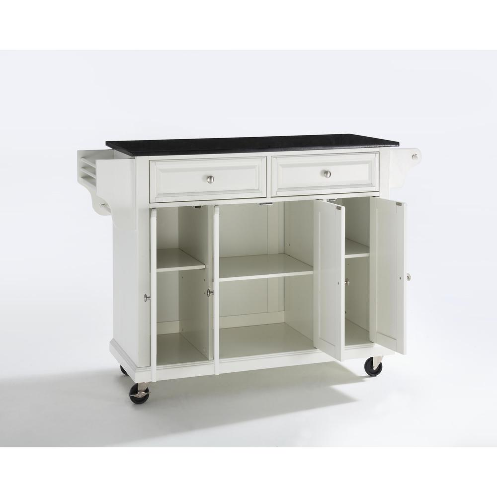 Full Size Granite Top Kitchen Cart White/Black - Stylish and Functional Storage Solution for Your Kitchen