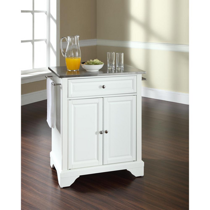 Lafayette Stainless Steel Top Portable Kitchen Island/Cart - White/Stainless Steel | Compact, Functional, and Stylish