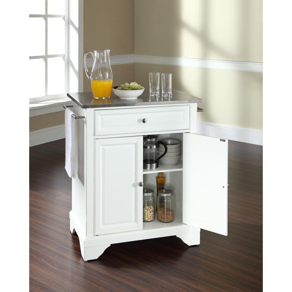 Lafayette Stainless Steel Top Portable Kitchen Island/Cart - White/Stainless Steel | Compact, Functional, and Stylish