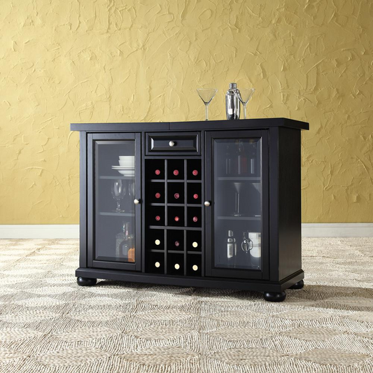 Alexandria Sliding Top Bar Cabinet Black