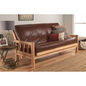 Lodge Frame-Natural Finish-Oregon Trail Saddle Mattress - Rustic Hardwood Convertible Sofa Bed