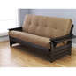 Phoenix Frame-Espresso Finish-Suede Peat Mattress - Convertible Hardwood Futon Sofa Bed