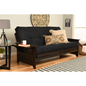 Phoenix Frame-Espresso Finish-Suede Black Mattress - Solid Hardwood Futon Sofa Bed