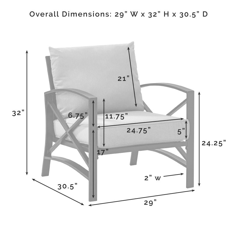 Kaplan 3-Piece Outdoor Metal Sofa Set Gray/White - Sofa & 2 Arm Chairs