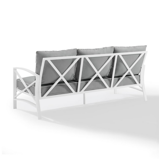 Kaplan Outdoor Metal Sofa Gray/White - Stylish and Durable Outdoor Seating