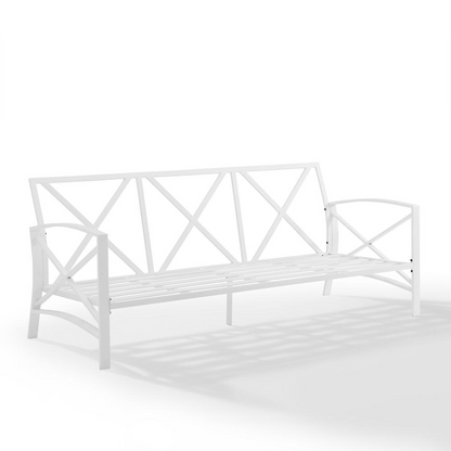 Kaplan Outdoor Metal Sofa Gray/White - Stylish and Durable Outdoor Seating