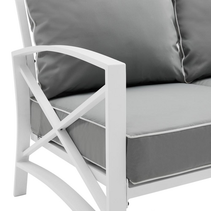 Kaplan Outdoor Metal Sofa Gray/White - Stylish and Durable Outdoor Seating