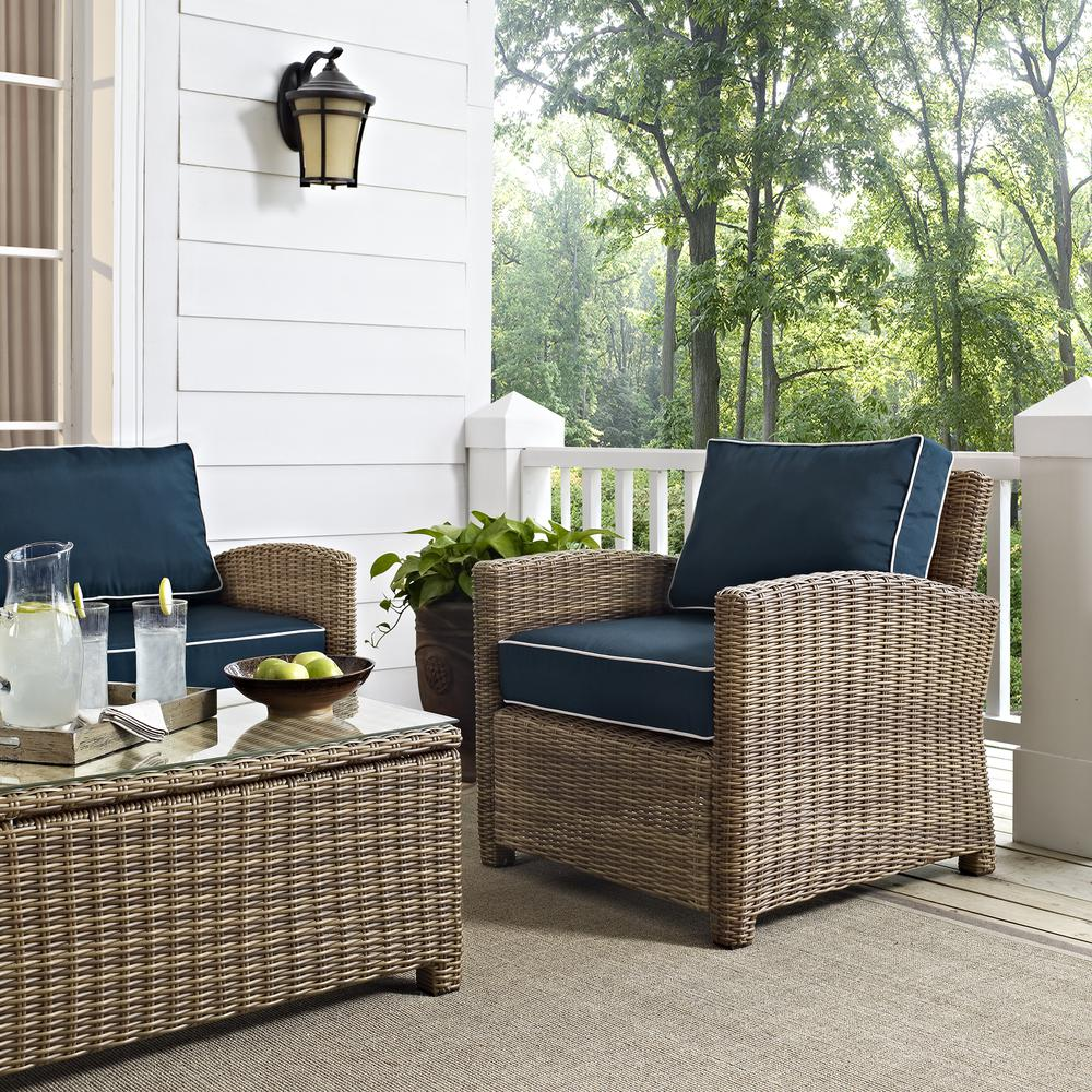 Bradenton 4Pc Outdoor Wicker furniture Set, Weathered Brown with Cushions