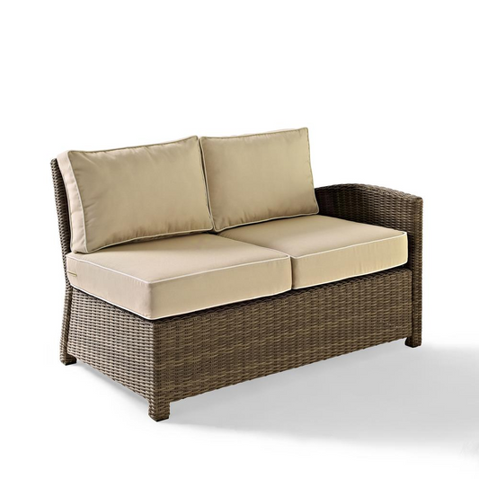 Bradenton Outdoor Wicker Sectional Right Side Loveseat - Sand/Weathered Brown | Durable & Stylish