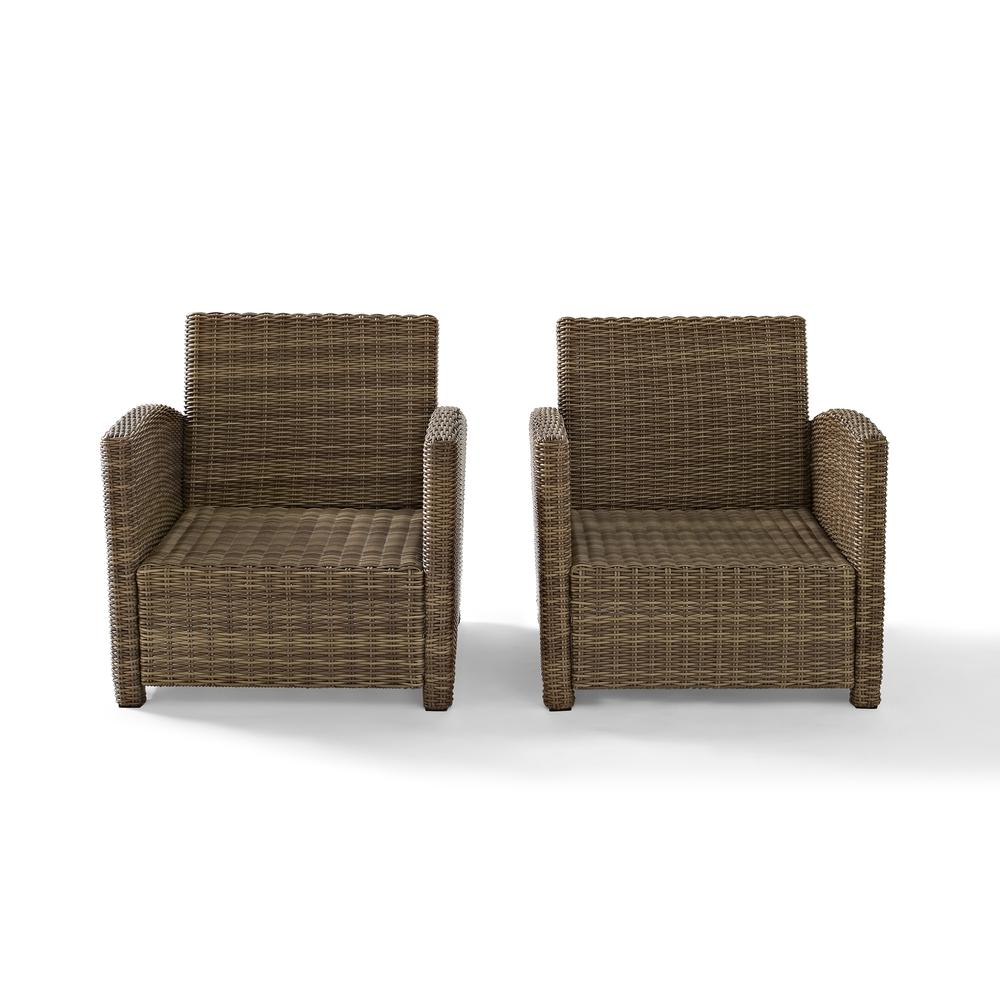 Bradenton 2Pc Outdoor Wicker Armchair Set Navy/Weathered Brown - Comfortable and Stylish Patio Furniture