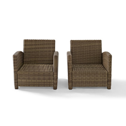 Bradenton 2Pc Outdoor Wicker Armchair Set Navy/Weathered Brown - Comfortable and Stylish Patio Furniture