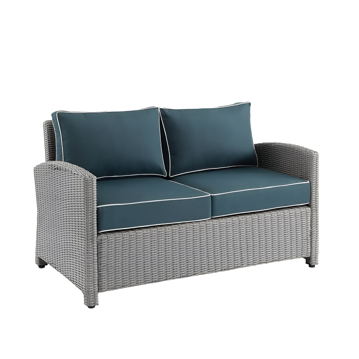 Bradenton Outdoor Wicker Loveseat Navy/Gray - Stylish and Comfortable Patio Furniture