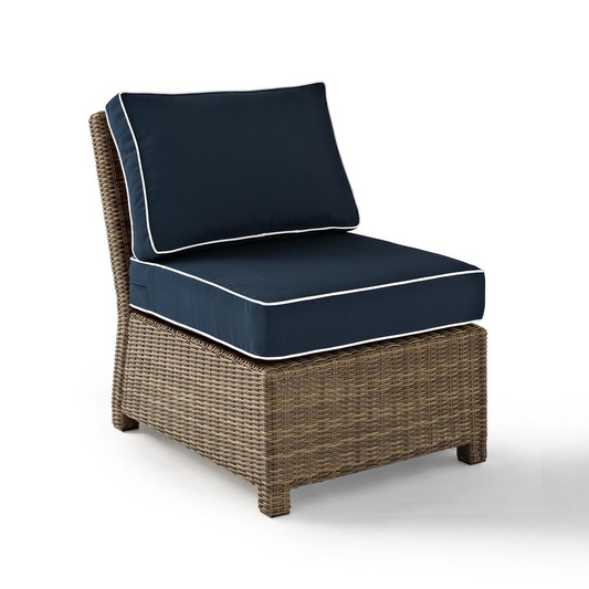 Bradenton Outdoor Wicker Sectional Center Chair Navy/Weathered Brown