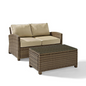 Bradenton 2Pc Outdoor Wicker Conversation Set Sand/Weathered Brown - Loveseat & Coffee Table