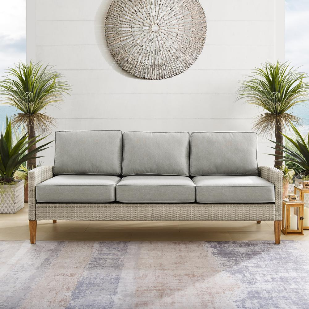 Capella Outdoor Wicker Sofa Gray/Acorn - Coastal Swagger for Your Outdoor Space