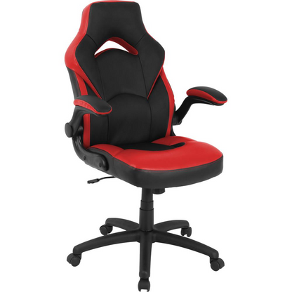 Lorell Bucket Seat High-back Gaming Chair - Red, Black Seat - Red, Black Back - 5-star Base - 28" Length x 20.5" Width x 47.5" Height - Navarrete Furniture