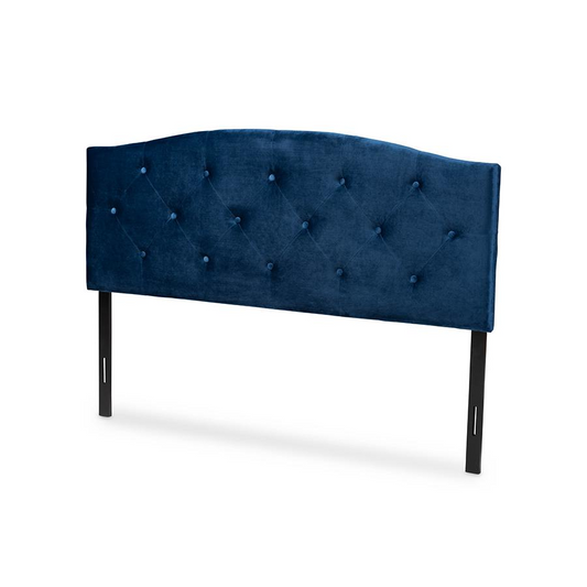 Upgrade Your Bedroom with the Exquisite Navy Blue Velvet Fabric Upholstered King Size Headboard