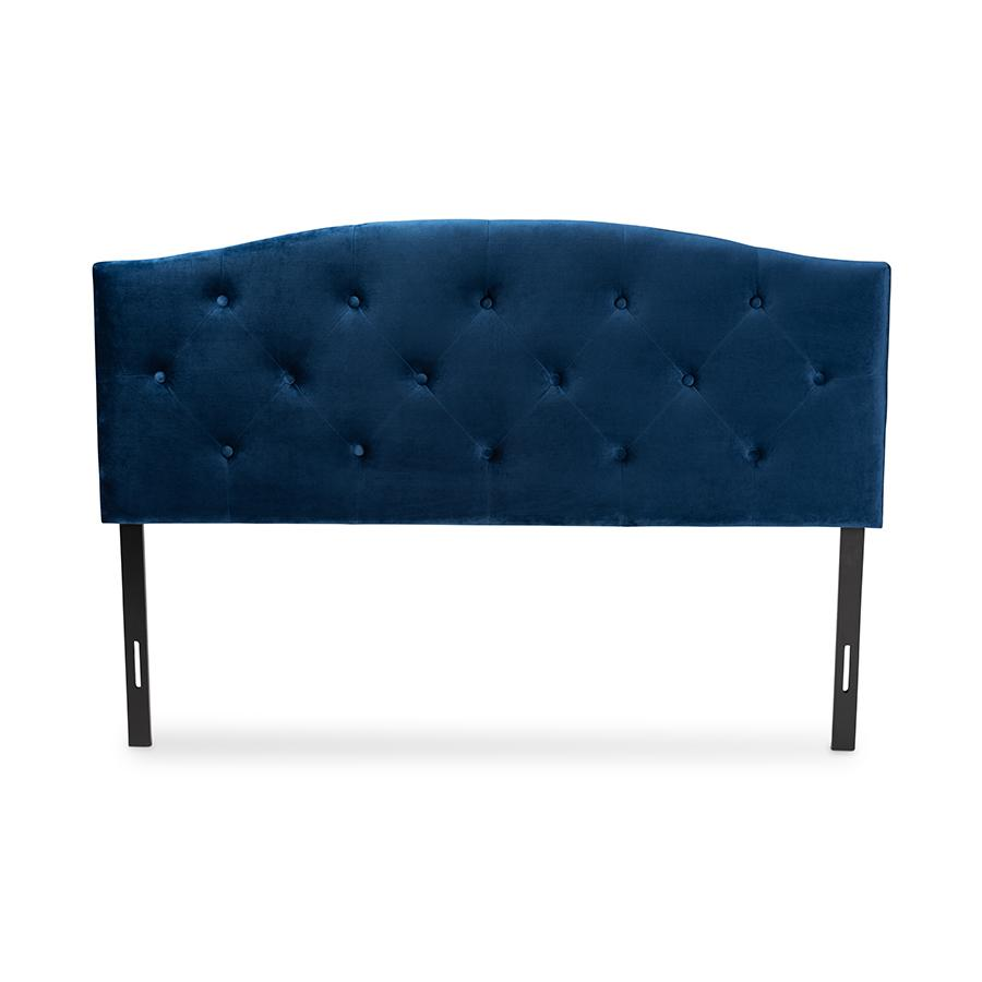 Upgrade Your Bedroom with the Exquisite Navy Blue Velvet Fabric Upholstered King Size Headboard