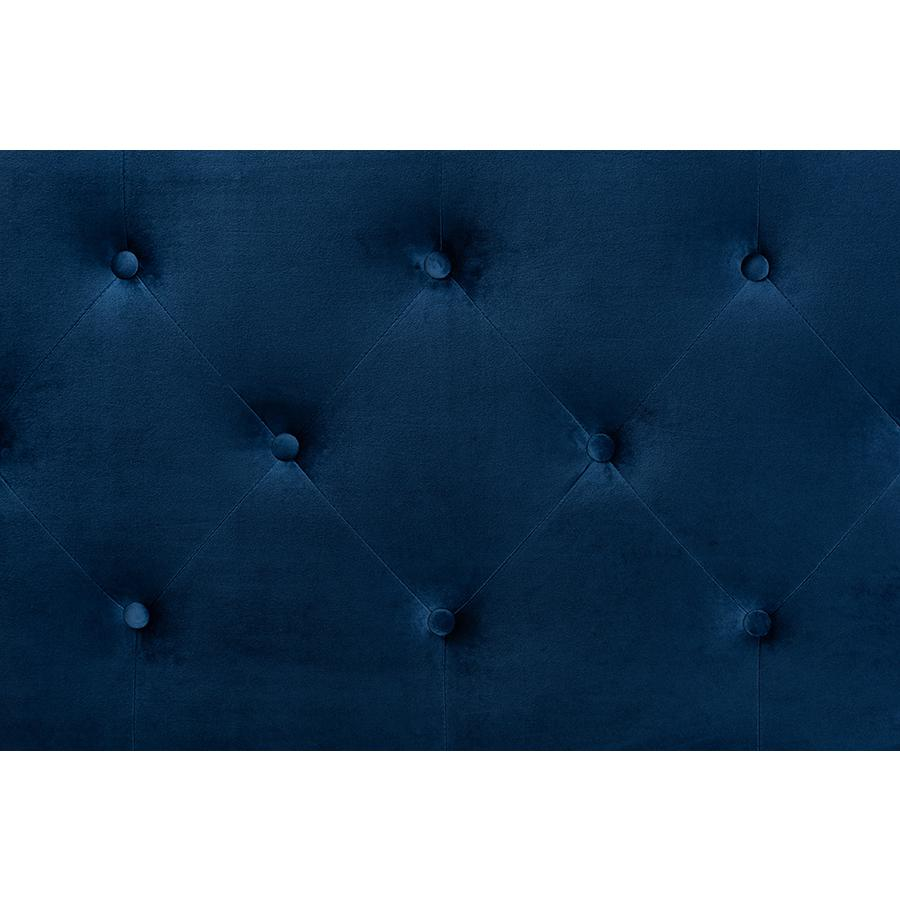 Upgrade Your Bedroom with the Exquisite Navy Blue Velvet Fabric Upholstered King Size Headboard