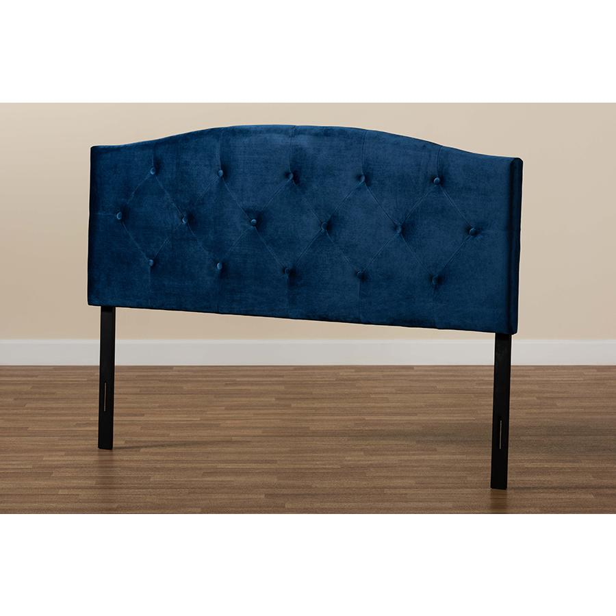 Upgrade Your Bedroom with the Exquisite Navy Blue Velvet Fabric Upholstered King Size Headboard