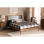 Baxton Studio Regis Full Platform Bed - Walnut Brown, Upholstered Headboard, Wood Slats