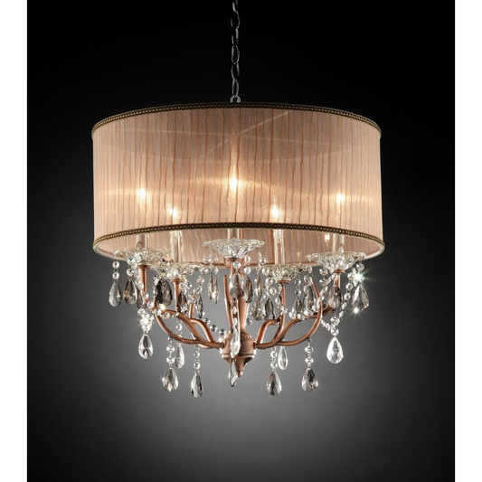 Rosie Crystal Ceiling Lamp - Elegant Shade, Polished Metal Arms, and Dangling Glass Crystals