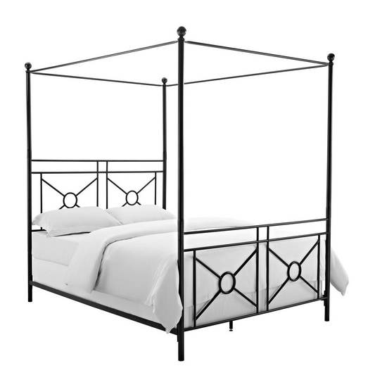 Montgomery Queen Canopy Bed Black - Elegant Design, Sturdy Construction