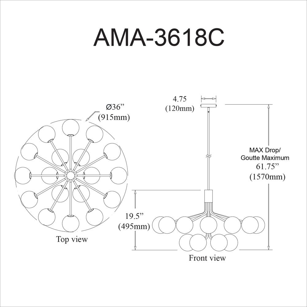 18LT Chandelier, AGB Finish, Opal Glass - Modern Parisian-Style Lighting