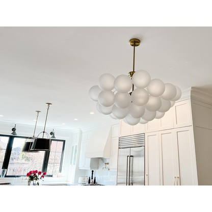 18LT Chandelier, AGB Finish, Opal Glass - Modern Parisian-Style Lighting