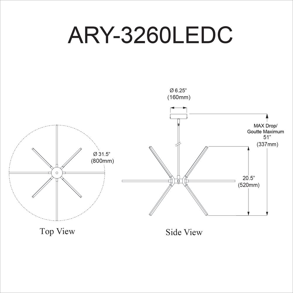 Sleek Minimalist 60W Chandelier with Acrylic Diffuser