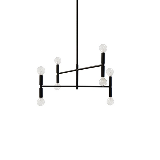 8-Light Incandescent Chandelier, MB | Contemporary Metal Design