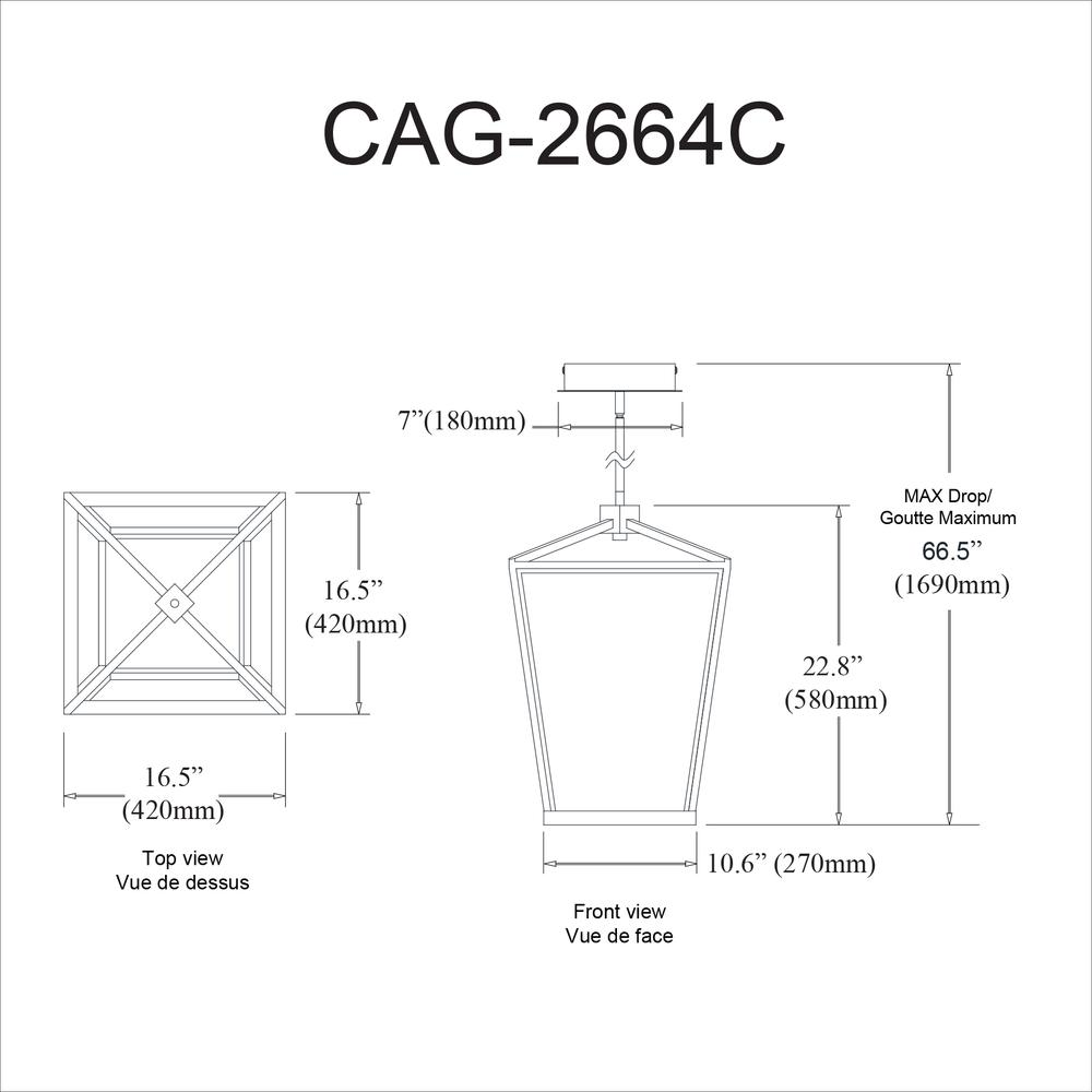 Contemporary Cage Chandelier with 64W, AGB, WH Silicone Diffuser