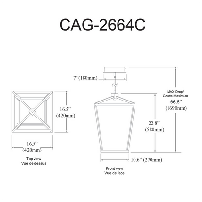 Contemporary Cage Chandelier with 64W, AGB, WH Silicone Diffuser