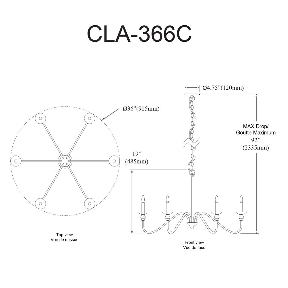 6LT Incandescent Chandelier, MB - Elegant Lighting for Traditional Decor