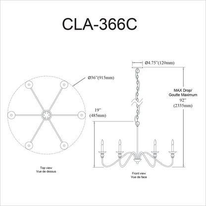 6LT Incandescent Chandelier, MB - Elegant Lighting for Traditional Decor