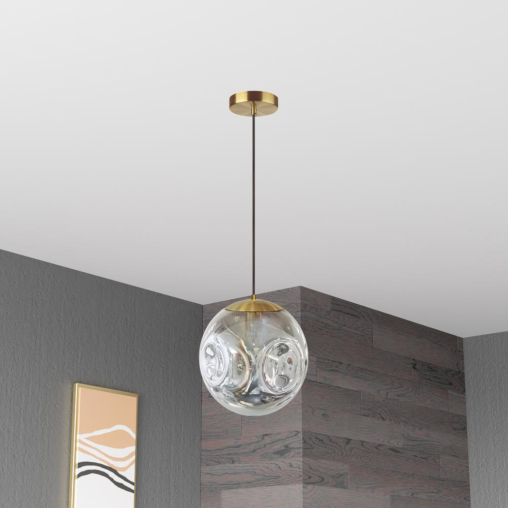 1Lt Incandescent Pendant, AGB, Smoke Glass - Contemporary Eris Pendant