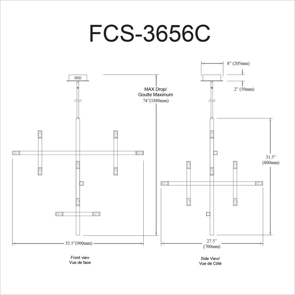 Francesca 42W Chandelier with Acrylic Diffuser | Contemporary Lighting