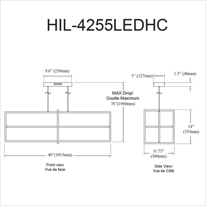 55W Horiz Chandelier MB, WH Acrylic Diffuser - Stylish and Versatile Lighting