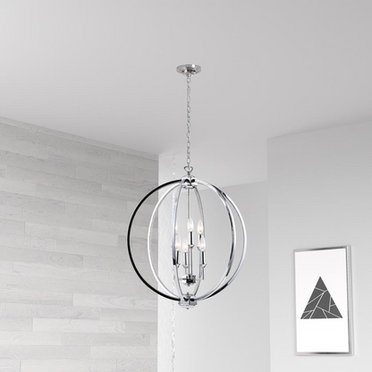 Karland Contemporary Chandelier, Polished Chrome with Jewelled Accents