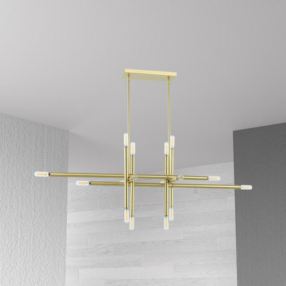 Dainolite 16LT Incand Horiz Pendant, AGB - Modern Kanata Pendant in Electroplated Aged Brass Metal